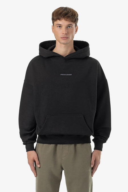 Logo Boxy Hoodie Washed Black Gum