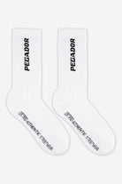 Pegador Certified Cross Logo Socks White Black Hauptansicht aus der Never Too Late Kollektion für Herren