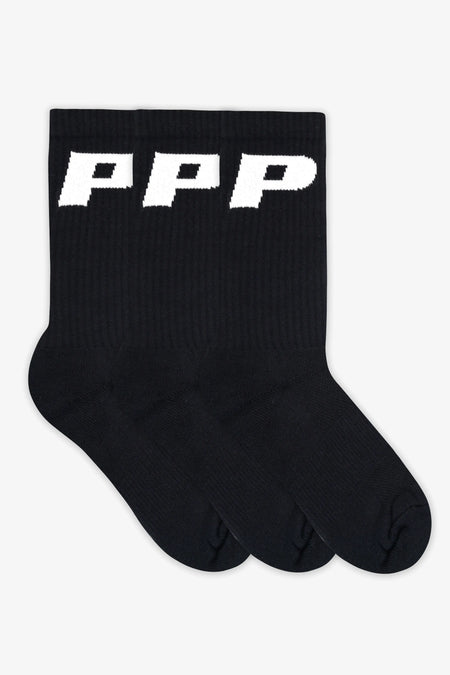 P Logo Socks Black White (3 Pack)