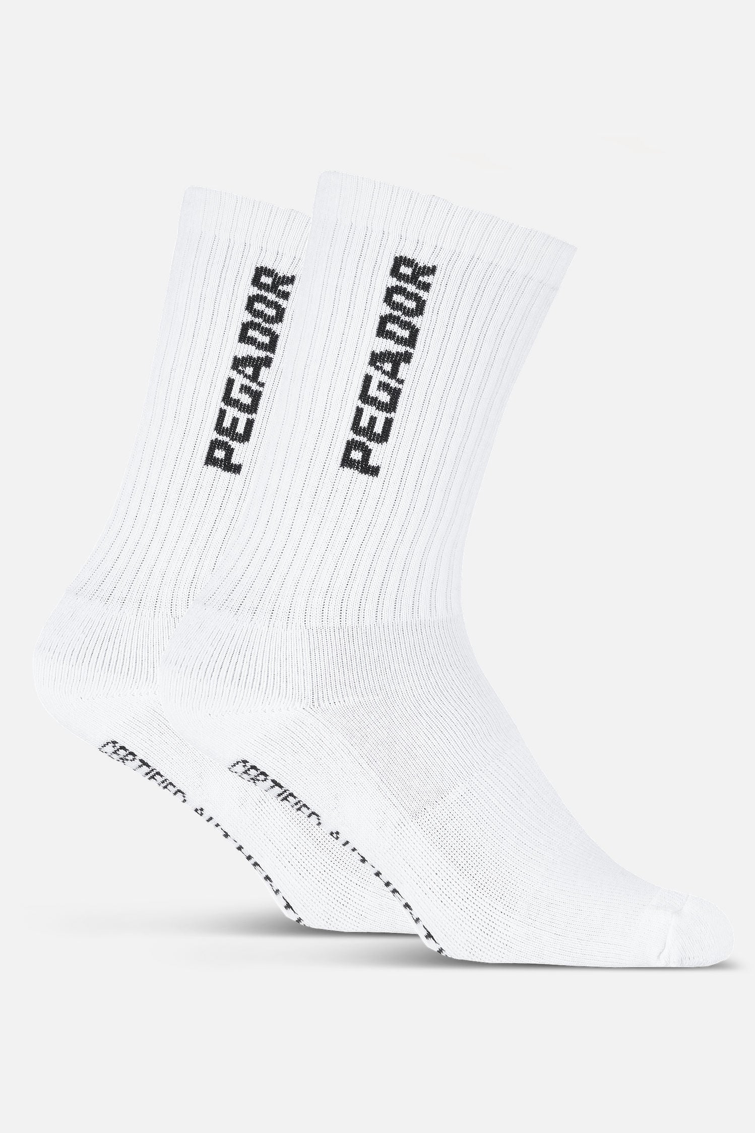 Pegador Certified Cross Logo Socks White Black Seitenansicht aus der Never Too Late Kollektion für Herren