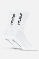 Pegador Certified Cross Logo Socks White Black Seitenansicht aus der Never Too Late Kollektion für Herren