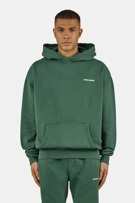 Logo Oversized Hoodie Washed Solid Green