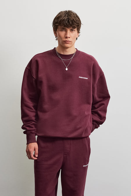 Logo Oversized Sweater Washed Dark Red