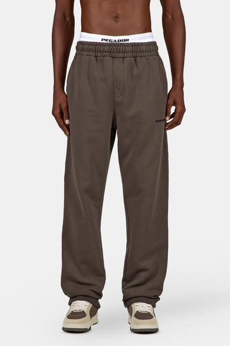 Logo Wide Sweat Pants Washed Walnut Brown
