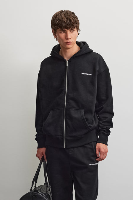 Logo Oversized Sweat Jacket Washed Black
