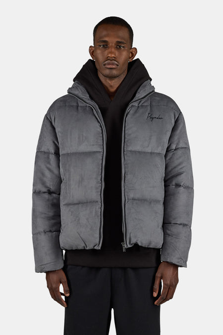 Neum Suede Puffer Jacket Dark Grey