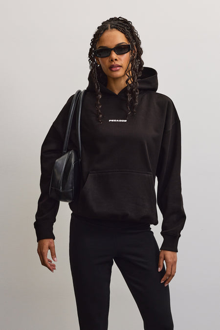Clarita Logo Oversized Hoodie Black White Gum