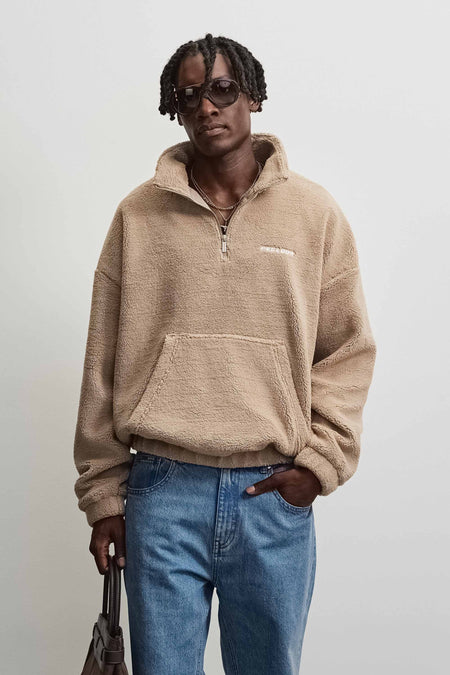Puka Teddy Half Zip Sweater Beige