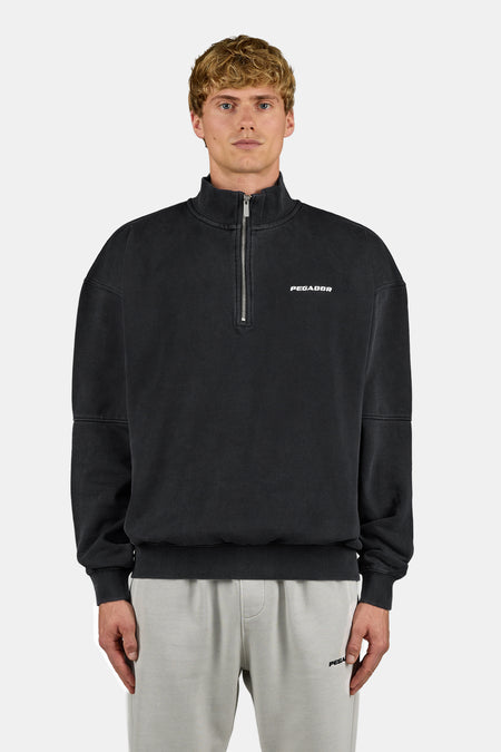 Logo Oversized Half Zip Sweater Vintage Black