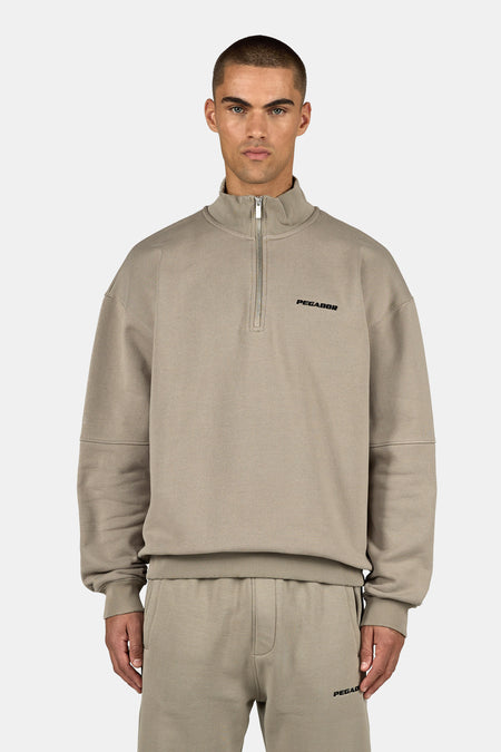 Logo Oversized Half Zip Sweater Washed Flint Grey