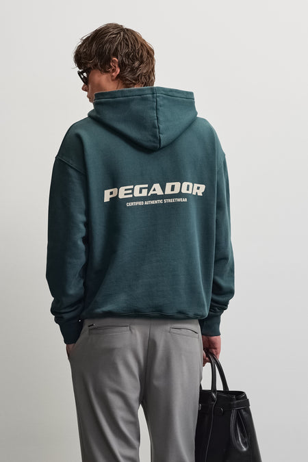 Colne Logo Oversized Hoodie Washed Dark Teal