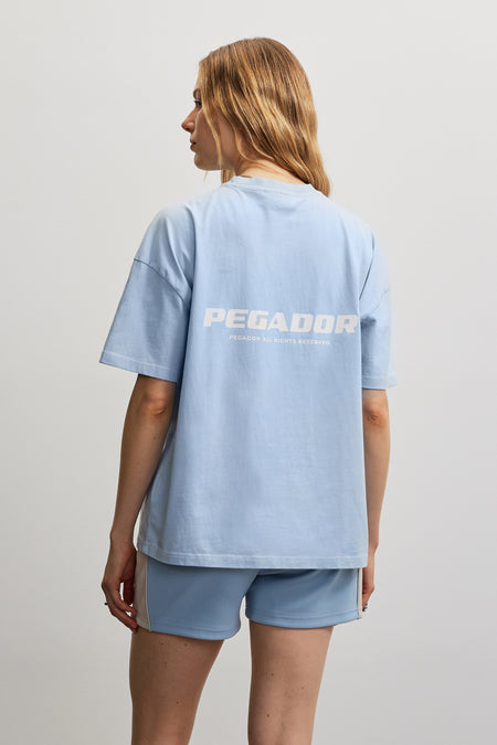 Arendal Logo Heavy Oversized Tee Washed Ocean Blue