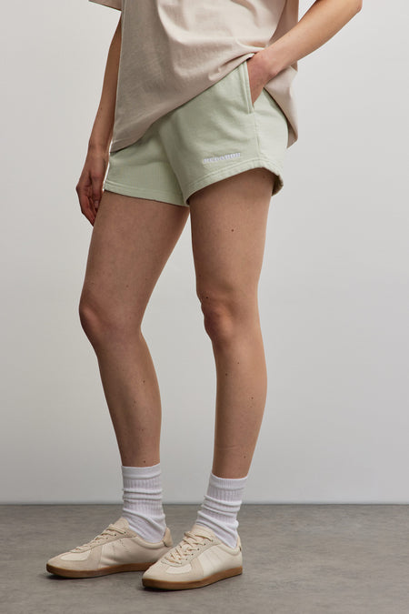 Wiluna High Waisted Sweat Shorts Washed Green Sorbet