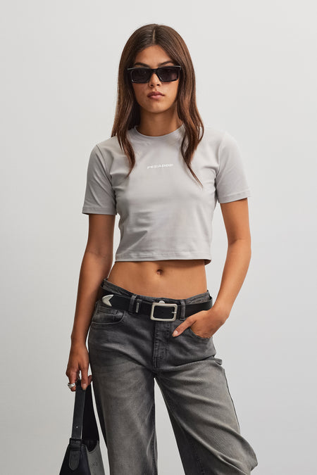Ines Cropped Baby Tee Sky Grey Gum