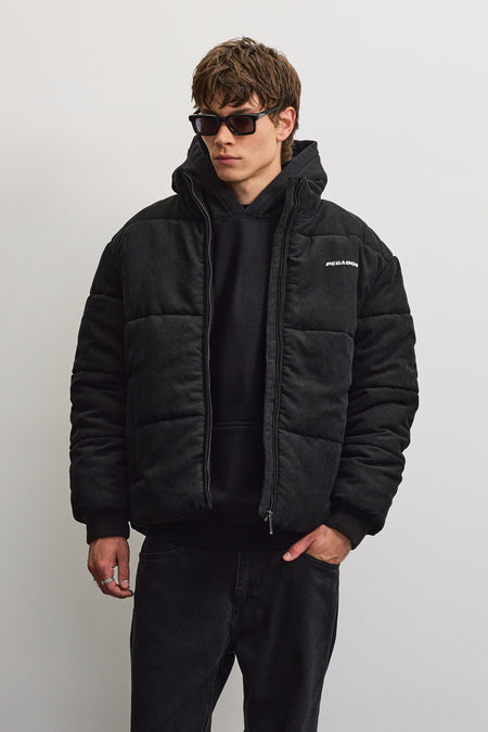 Solin Cord Puffer Jacket Black