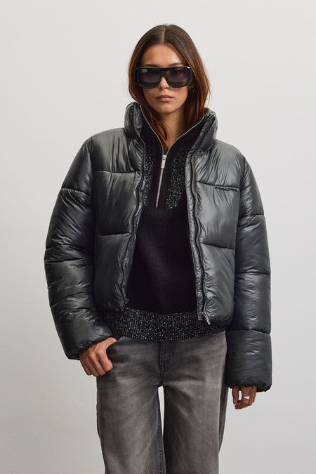 Georgia Light Glossy Puffer Jacket Anthracite