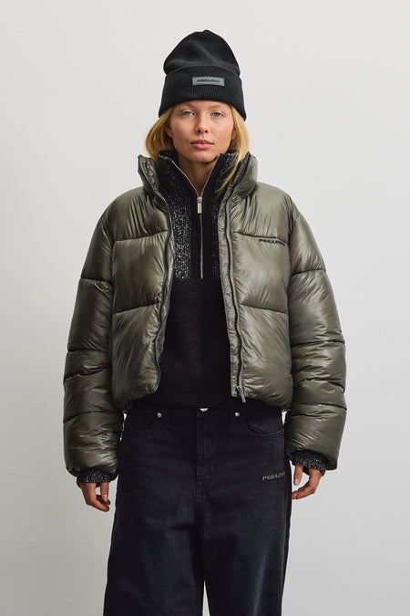 Georgia Light Glossy Puffer Jacket Mud Olive