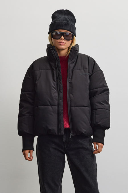 Jara Oversized Boxy Puffer Jacket Black