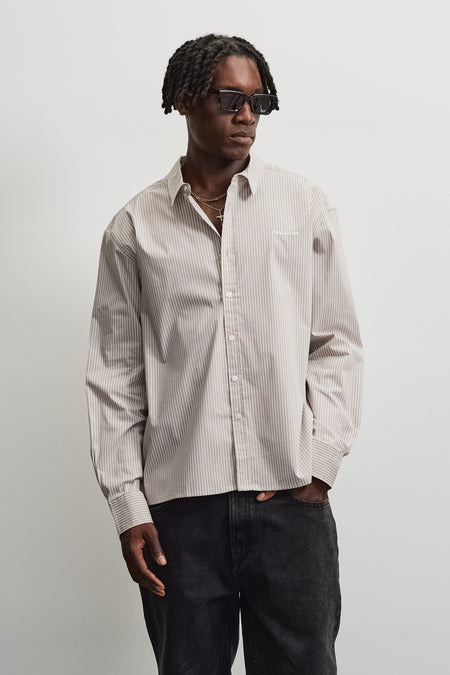 Raton Oversized Longsleeve Shirt Dark Stone Warm White