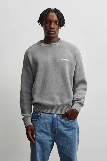 Logo Oversized Knit Sweater Grey