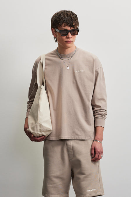 Rusk Logo Oversized Longsleeve Washed Warm Taupe