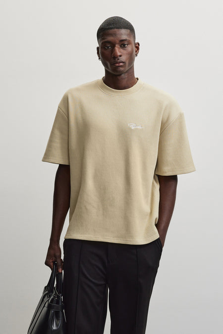 Signar Oversized Rib Tee Washed Khaki Beige