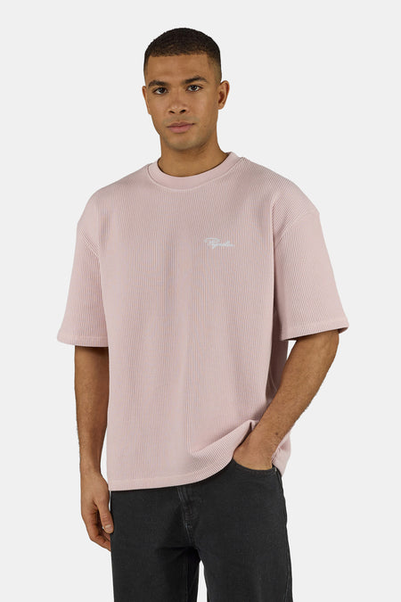 Signar Oversized Rib Tee Washed Powder Pink