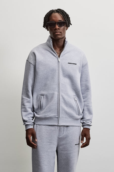 Logo Oversized Sweat Track Jacket Grey Melange