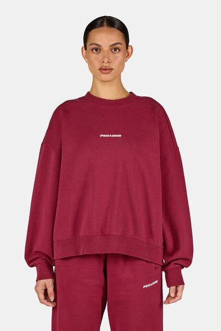 Sela Oversized Sweater Washed Burgundy Red
