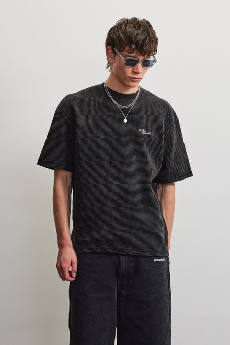 Signar Oversized Waffle Tee Vintage Black