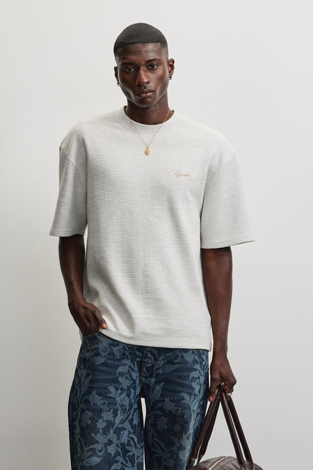 Signar Oversized Waffle Tee Cloud Grey Melange