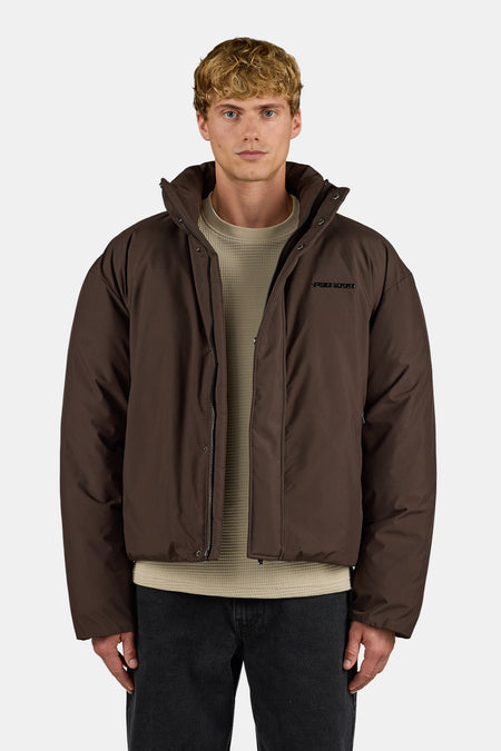 Lavoy Cropped Boxy Puffer Jacket Dark Brown