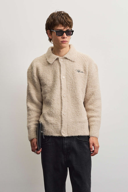 Signar Polo Knit Cardigan Stone