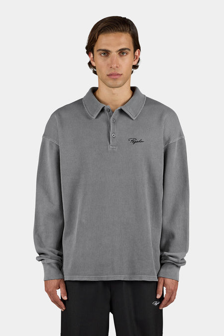 Signar Rib Polo Longsleeve Vintage Grey