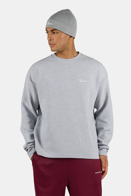 Signar Oversized Waffle Longsleeve Heather Grey