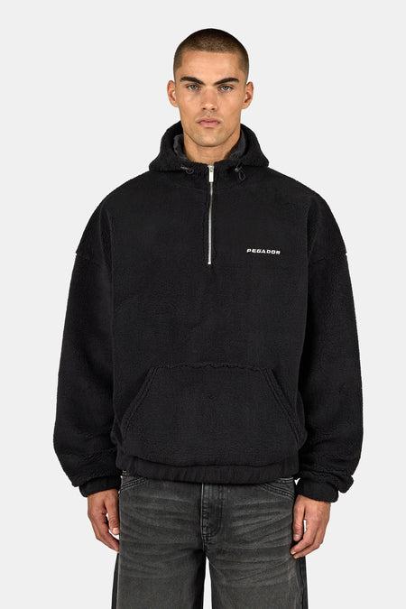 Olten Teddy Half Zip Hoodie Black