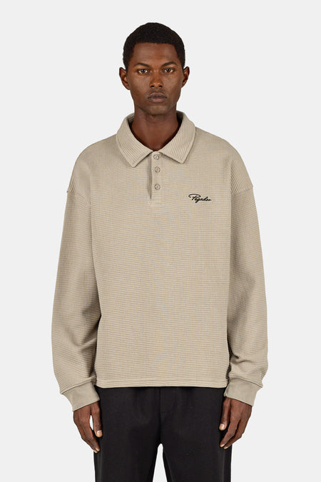 Signar Waffle Polo Longsleeve Flint Grey