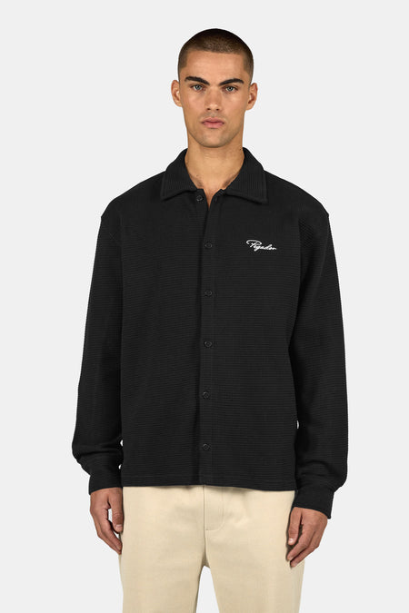 Signar Oversized Waffle Longsleeve Shirt Black