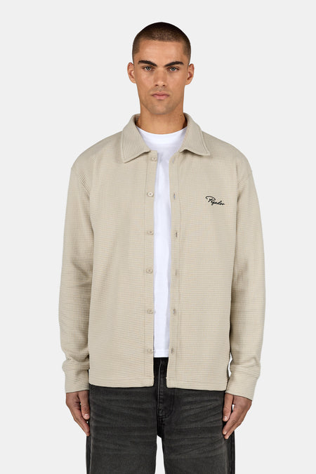 Signar Oversized Waffle Longsleeve Shirt Cozy Beige