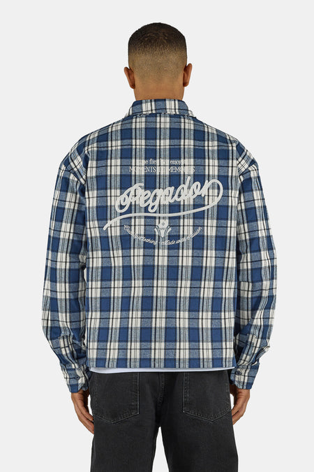 Soglio Oversized Flannel Shirt Checked Twilight Blue