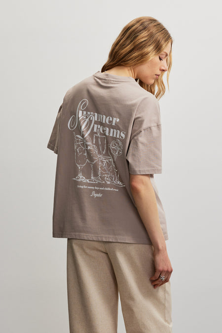 Rauma Heavy Oversized Tee Washed Warm Taupe