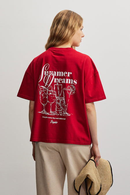 Rauma Heavy Oversized Tee Washed Scarlet Red