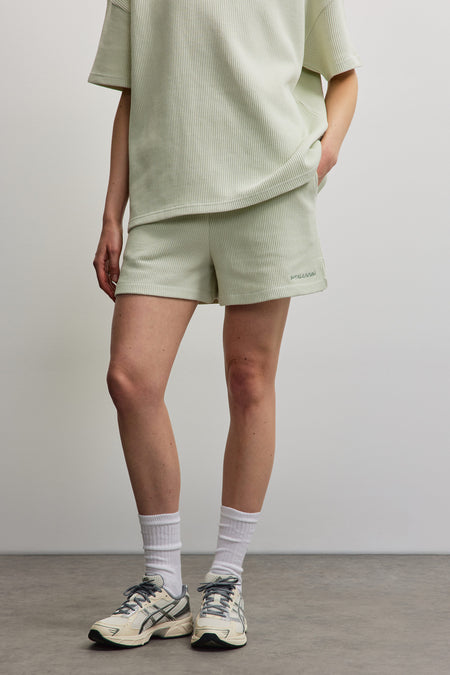 Linares Light Rib Shorts Washed Green Sorbet