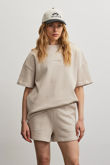 Linares Oversized Rib Tee Washed Cream