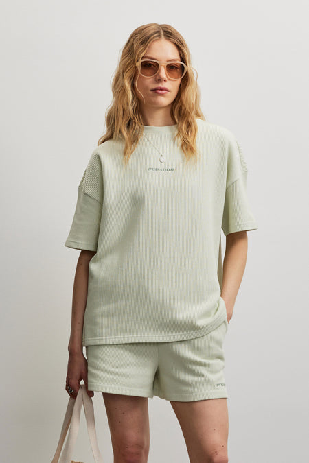 Linares Oversized Rib Tee Washed Green Sorbet