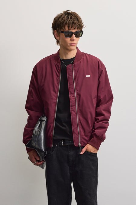 Fano Oversized Bomber Jacket Dark Red