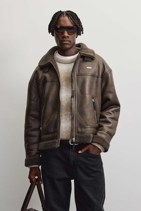 Rimini Oversized Aviator Jacket Dark Brown