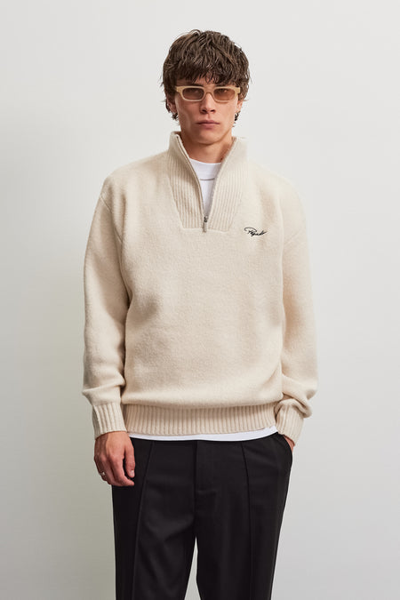 Gilmonde Structured Knit Halfzip Sweater Cream
