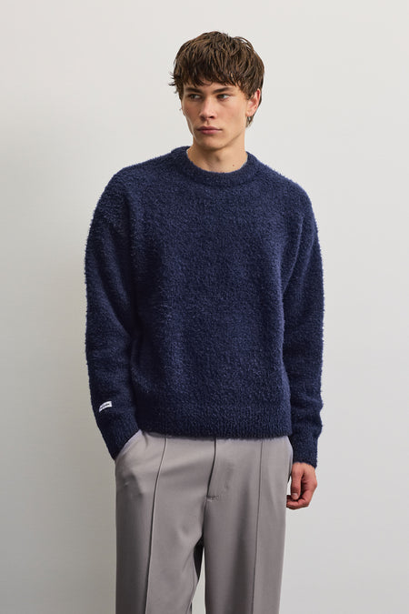 Hanko Oversized Boucle Knit Sweater Indigo Blue