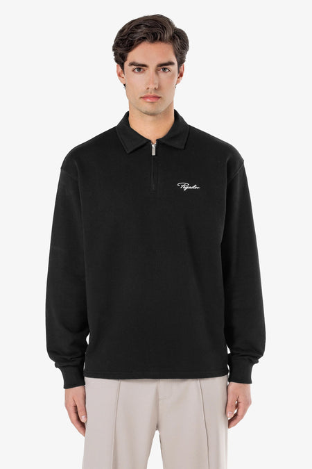 Signar Terry Polo Zip Longsleeve Washed Black